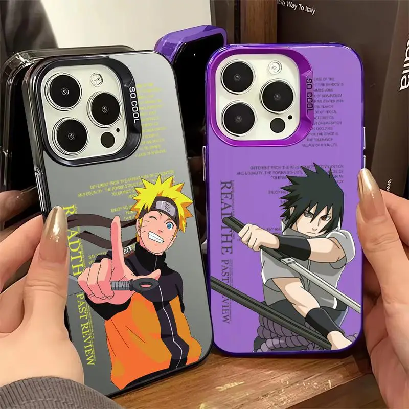 Anime Narutos Phone Case For Apple iPhone 11 14 15 13 Pro Max 12 Silicone 15 Plus 11Pro Matte Lens Protect Plating Coque