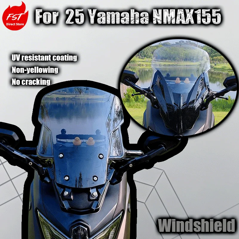 For 25 Yamaha NMAX155 rearview mirror forward shift PC windshield modification parts windshield
