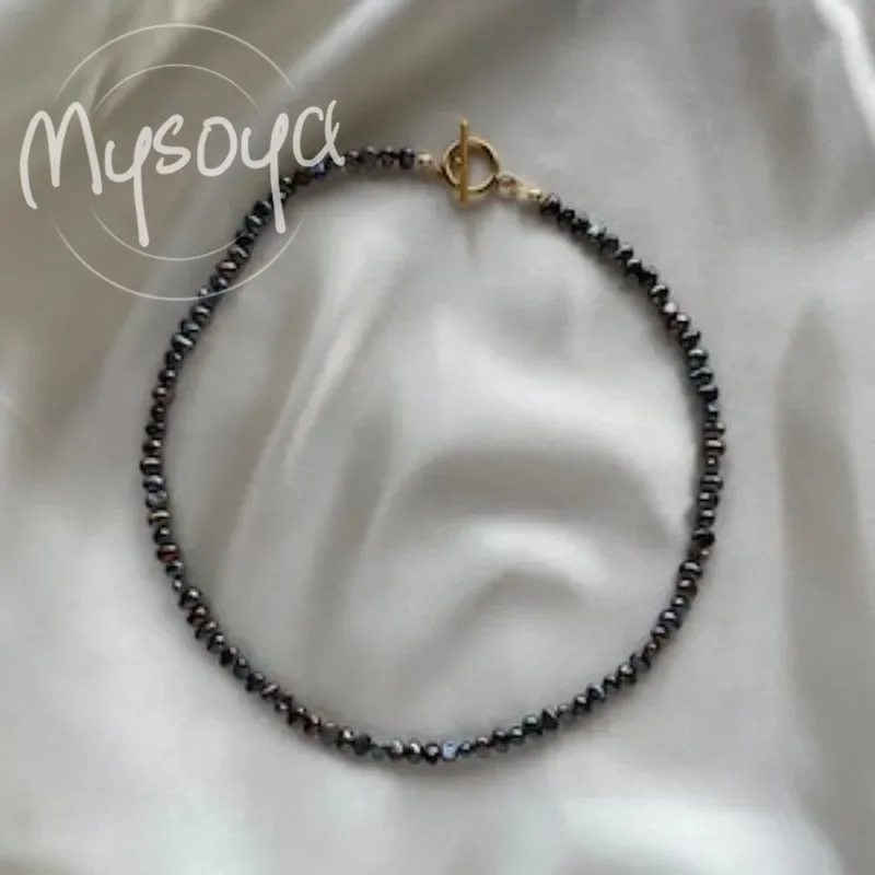 

MYSOYA Black Freshwater Pearl Necklace 5-6mm With Gift Box, For Him/Her, Birthday/Wedding/Christmas/New Year