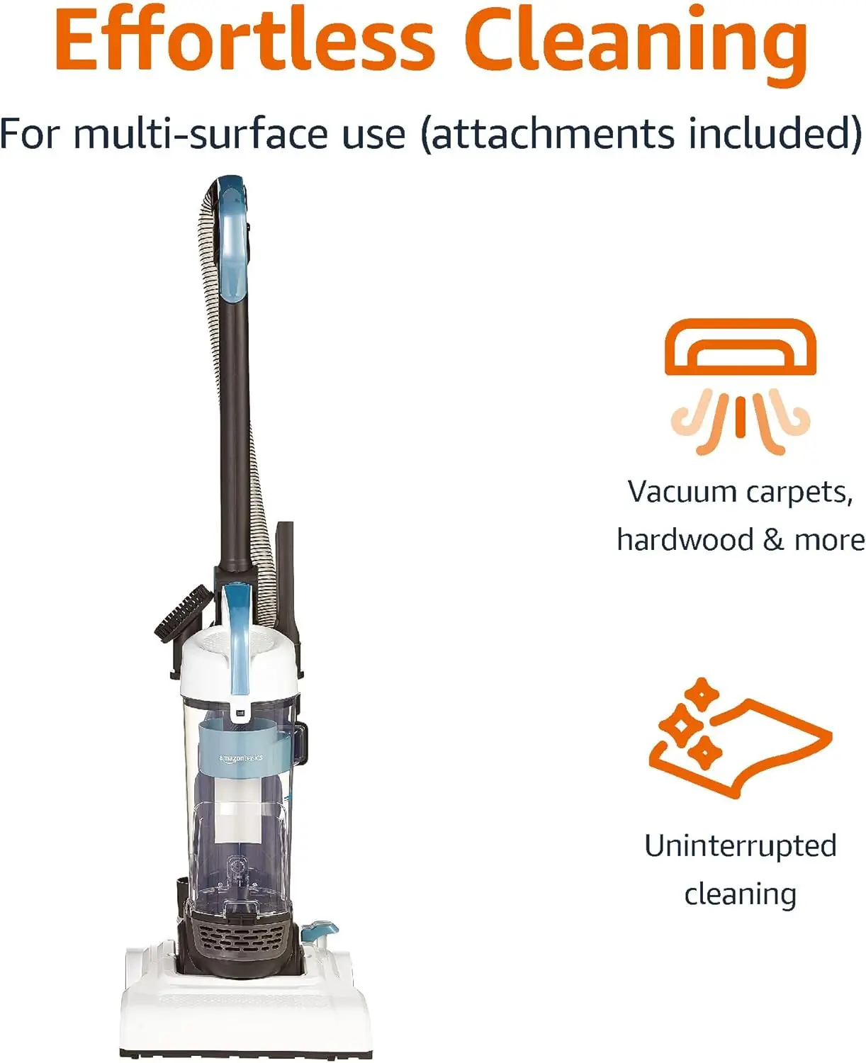 Upright Bagless Lightweight Vacuum Cleaner, Black and White