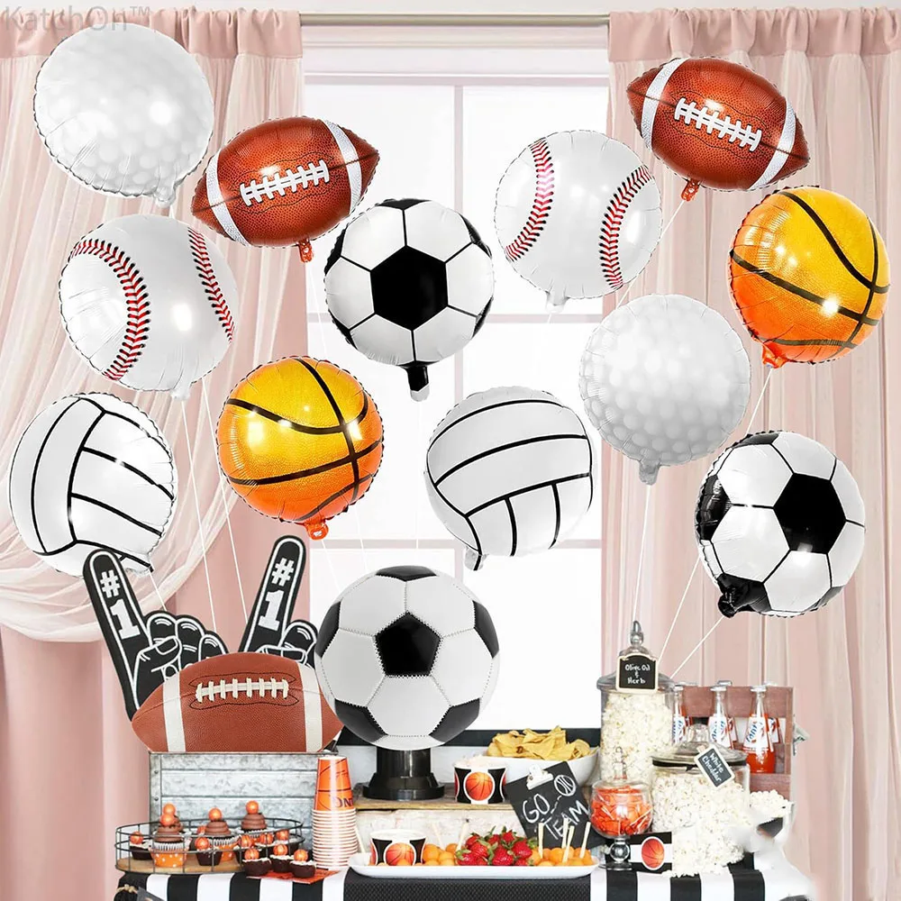 12 Pack, Polyester Film Sports Balloons All Sports Birthday Party Decoration Football, Golf Balloons, Football Balloons, Basketball Balloons