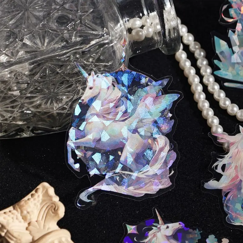 10pcs/lot Dreamy Unicorn Shell Laser Sticker Pack for Journal & Kuka DIY Scene Decor Collage Adhesive Diy Sticker set