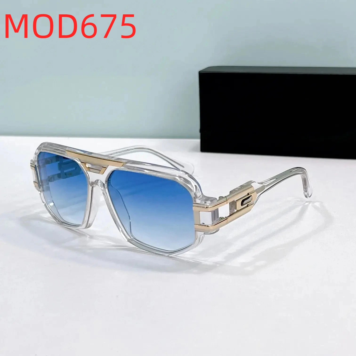 

Original MOD675 Fashion Gradient Blue Lenses UV400 Men Sunglasses Square Acetate+Alloy Frame Premium Retro Women Couple Eyewear