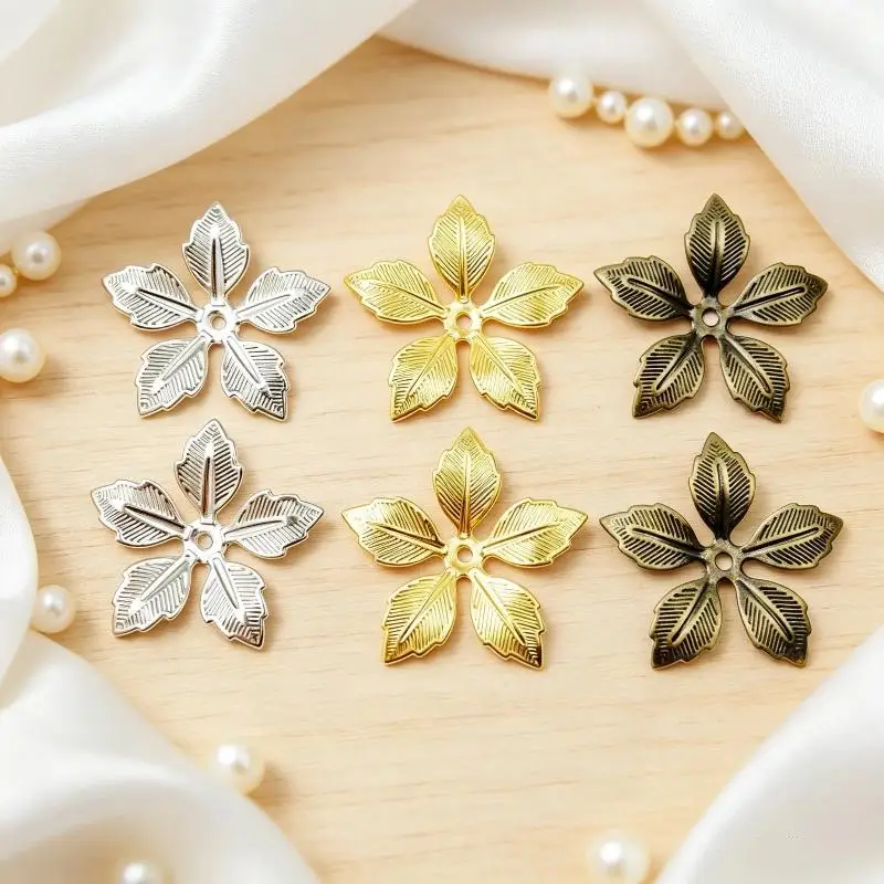 Bleifreie 50 Stück Antike Filigrane Blumen-Anhänger-Verbinder Perlenkappen für DIY Armband Ohrringe Bastelarbeiten – Detail 5
