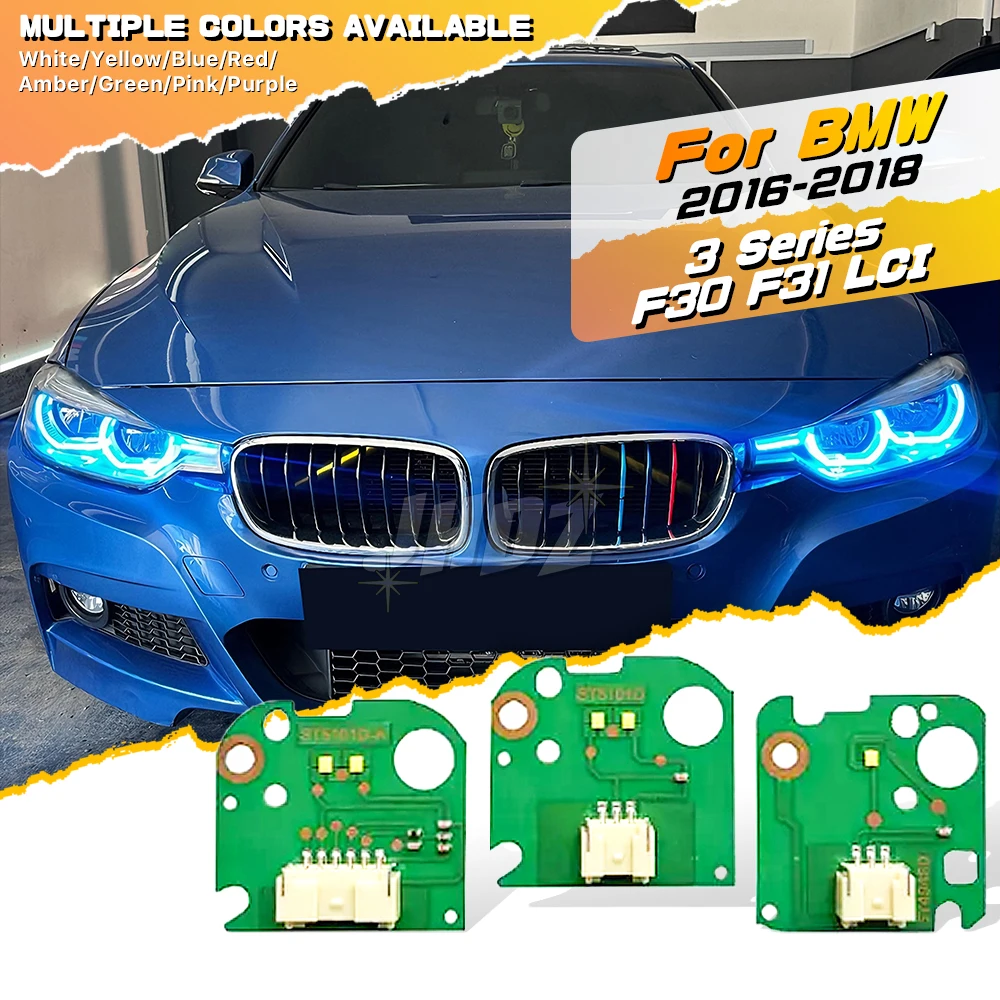Gelbe Amber DRL Angel Eyes LED-Chipplatinen für BMW 3er F30 F31 LCI 2016-2018 Scheinwerfer Tagfahrlicht 63117419610