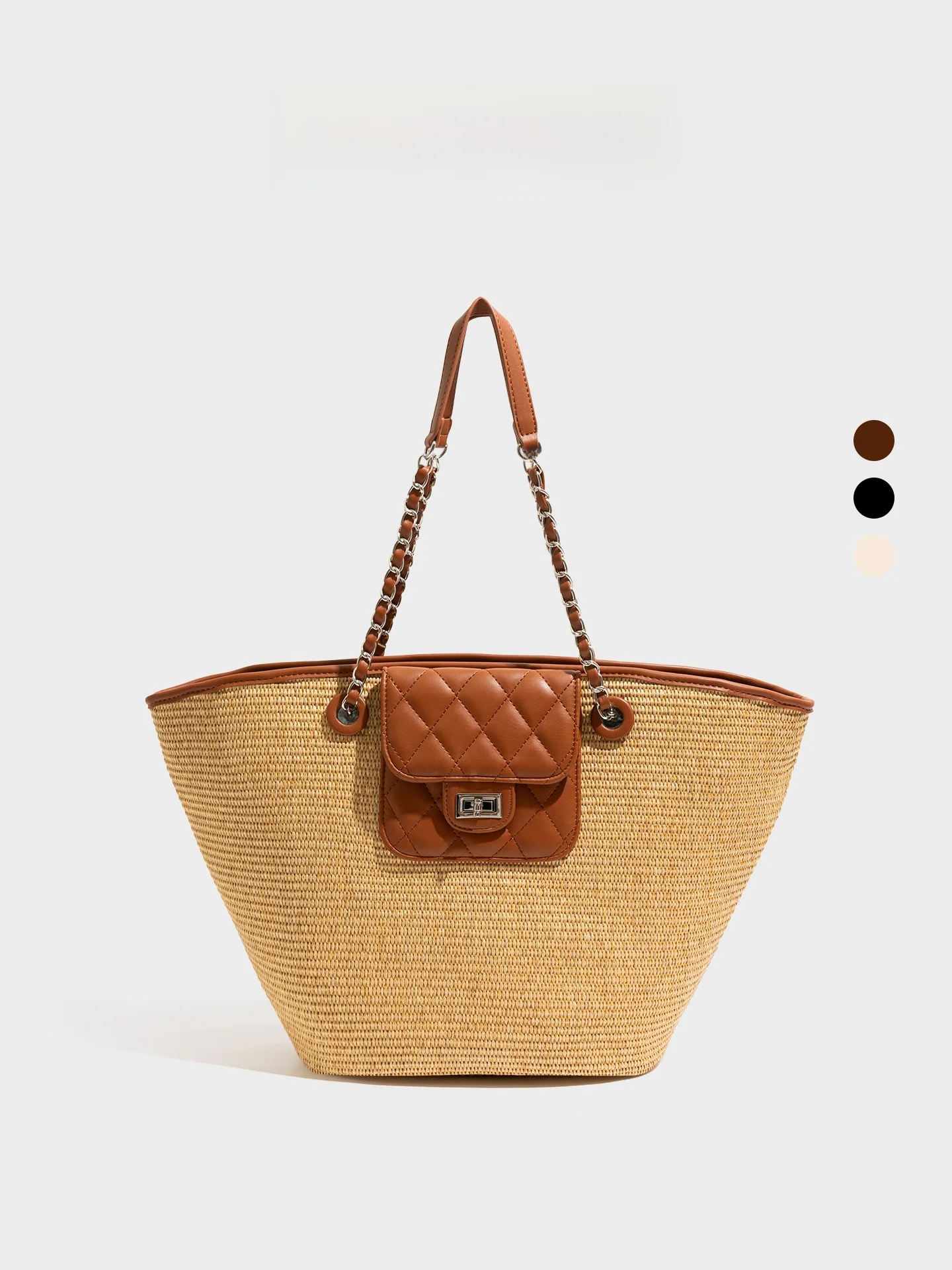 

Large Capacity Straw Woven Tote Bag Women's Basket Style Handbag Orange Girl 2026 New Summer Vacation Fashion Soft Handle
