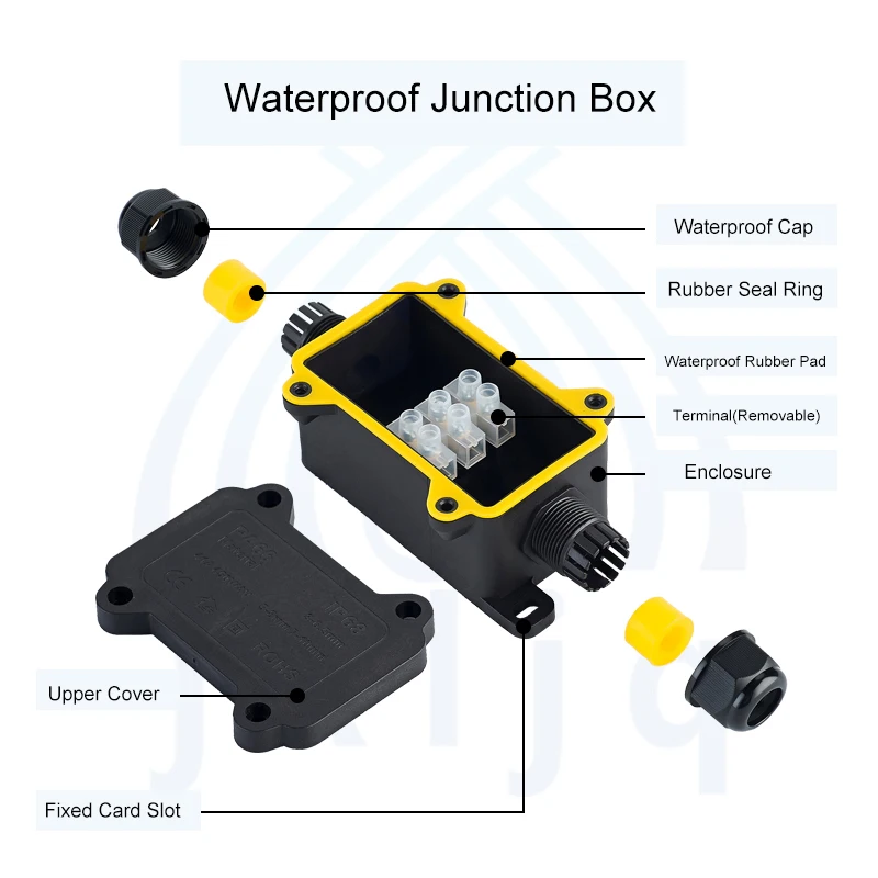 Junction Box IP68 Waterproof Electrical 2 Poles 3 Way Enclosure Cable Connecting Terminal Protection for Wiring Accessories