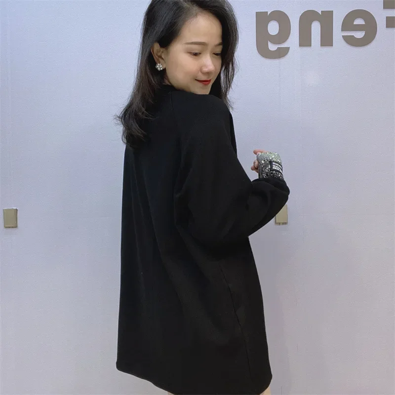 Fashion Diamonds T Shirts for Women Clothes Loose Cartoon Pattern Casual Full Sleeve Tops Tee Femme Женская Одежда Plus Size