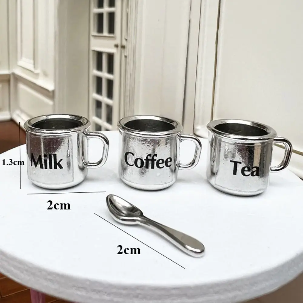 High Quality Cute Coffee/Tea/Milk Cup Mini 4 Styles Cup with Spoon Playing Kitchen 1:12 Dollhouse Decoration/for BJD Blyth Doll