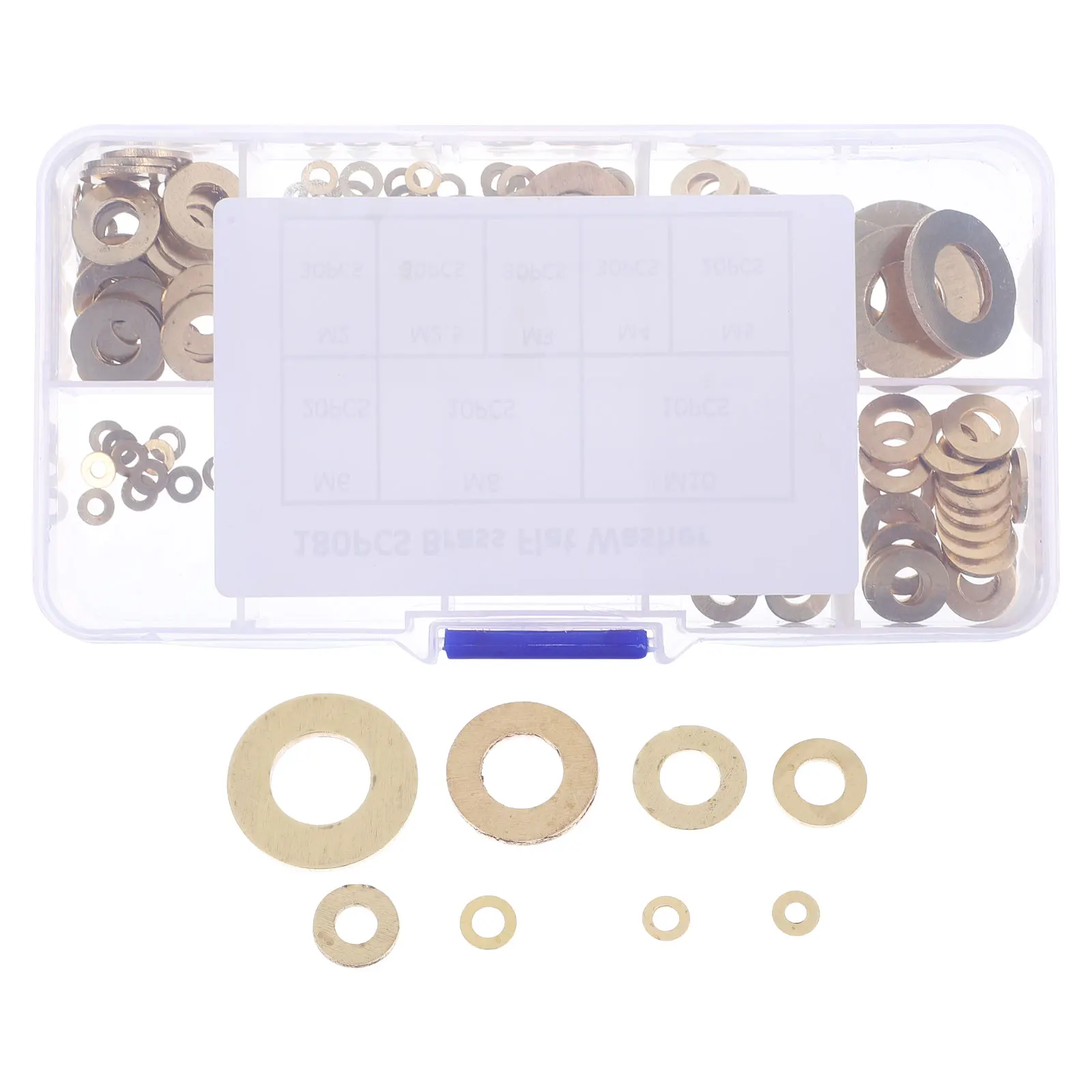 

Медные плоские 8 типов различных размеров, комплект для ремонта металлических шайб, большие шайбы, набор шайб общего назначения, ассортимент оборудования