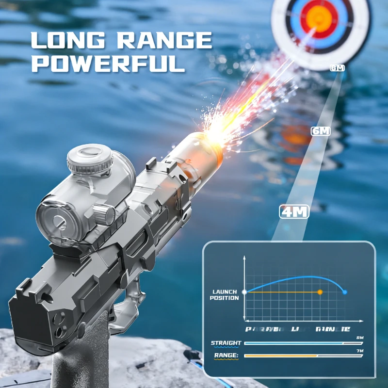

Kids Electric Water Gun with LED Lights Automatic Sensor Water Blaster Summer Outdoor Game Toy for Beach Pool Backyard Fun
