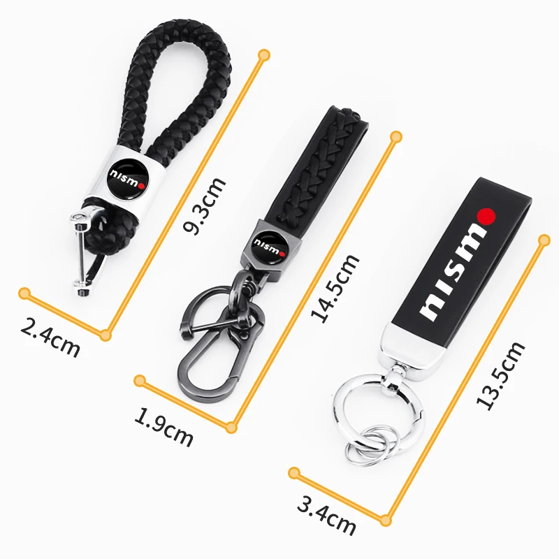 1Pcs Car Emblem Badge Keychain Metal Leather Key Ring Key Chain For Nissan Nismo GTR Tiida Sylphy T30 Wheel Center Caps J10 J11