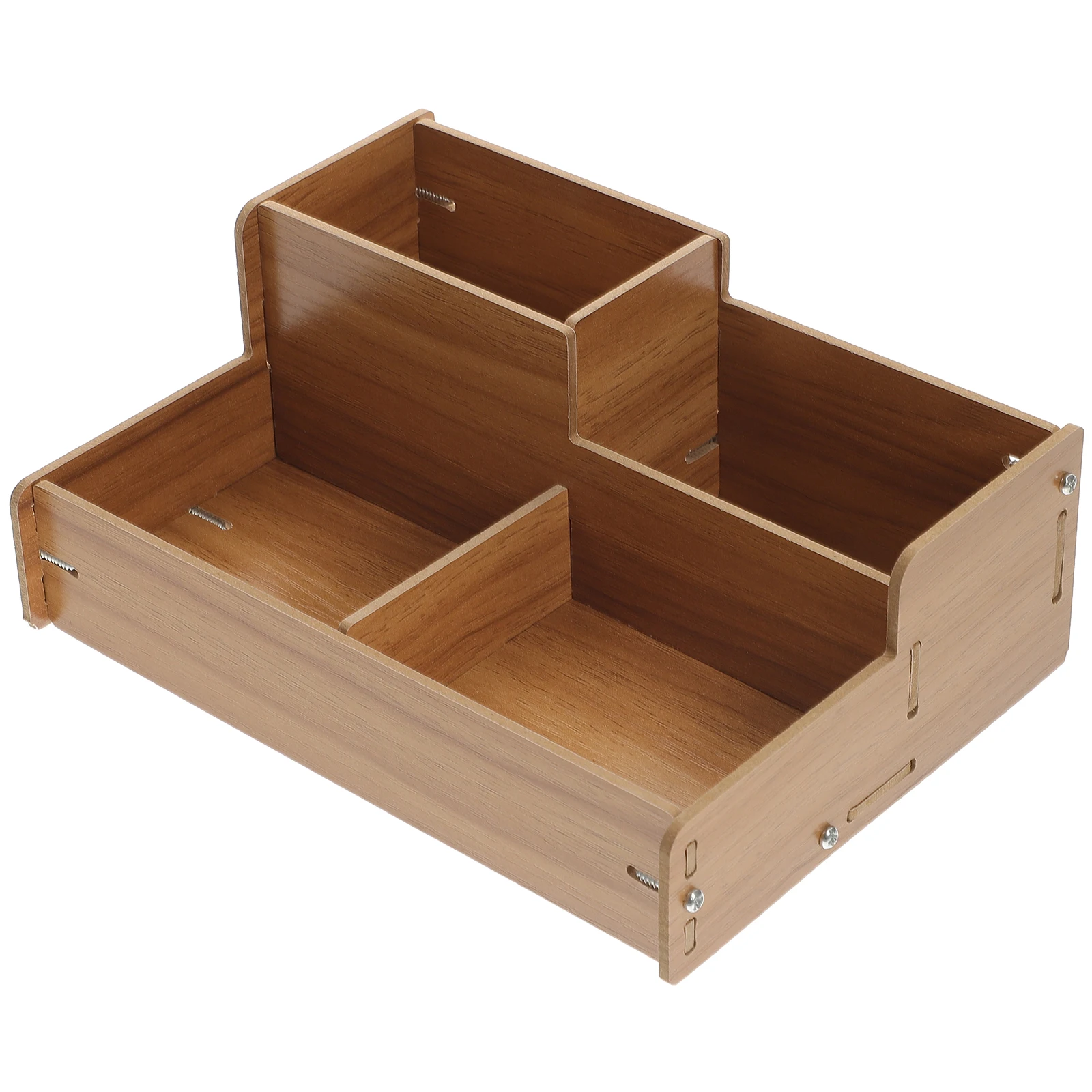 

Wooden Desktop Pen Organizer Holder Office Pencil Storage Stationery Supplies Multi-Grid Compact Natural Light