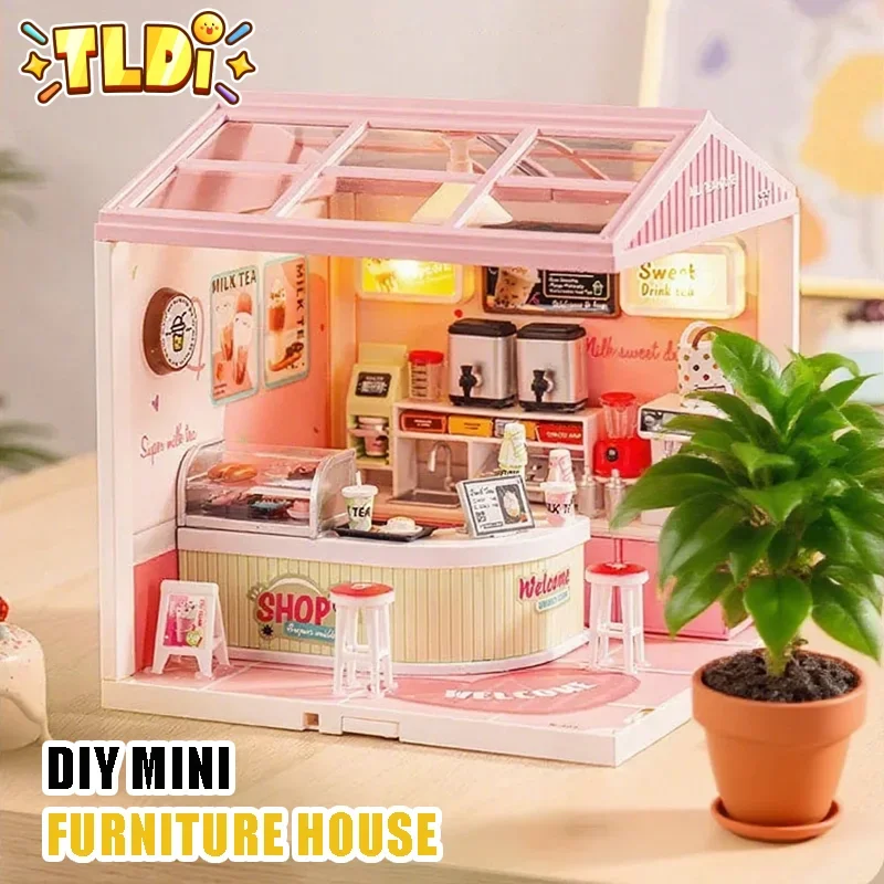 

Mini Miniature Doll House Block Diy Children's Handicraft House Lighting Building Blocks Diy Assembly Toys Kids Xmas Gift