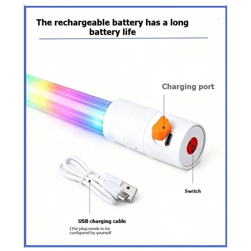 AAAN-RGB LED Tube DC5V USB Rechargeable RGB LED Tube For Camping, Photography, Fill Light 1M