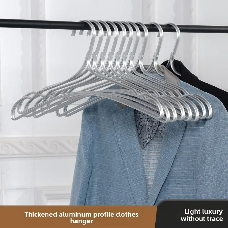 

5PCS Aluminum Alloy Adult Clothes Hanger Non Slip Seamless Wide Thickened Household Dry Wet Dual Use Hotel Garment Hanger