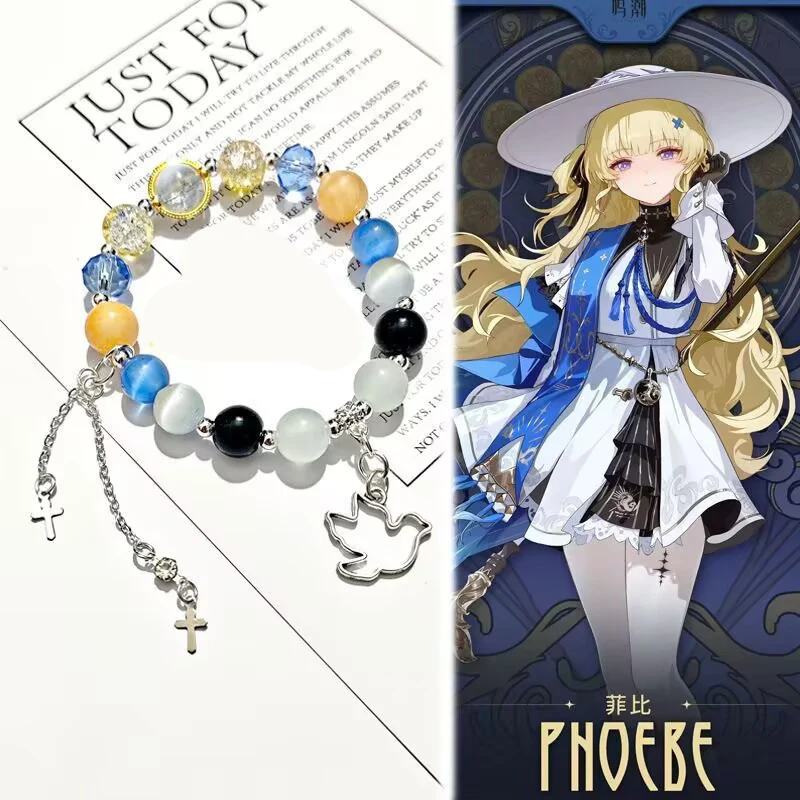 Game Phoebe Cosplay Bracelet Wuthering Waves Unisex Beads Chain Pendant Phoebe Bracelets Jewelry Zinc Alloy Accessories Gifts