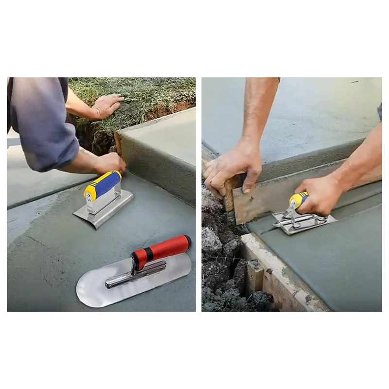 Stainless Steel Trowel Concrete Edger Andgroover Tools Set Stucco Cement Finishing Kit Masonry Construction Hand Tool