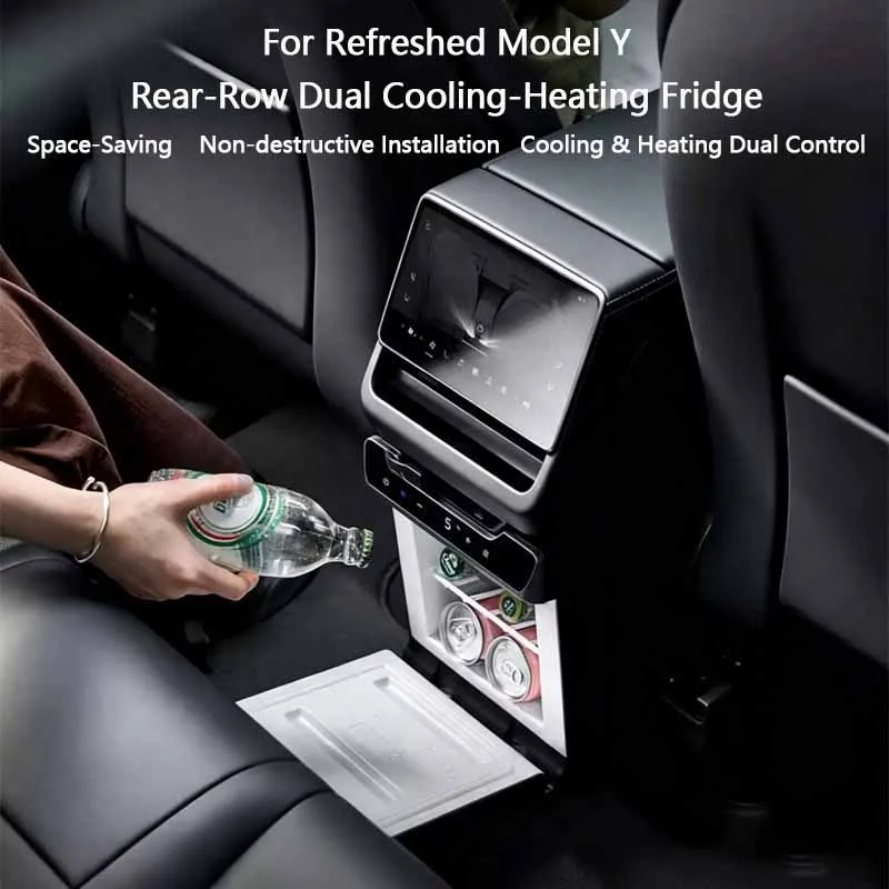 For Tesla Refresh Model Y Juniper Portable Car Mini Fridge Cooling & Warming Dual Function 3.6L Car Refrigerator Freezer