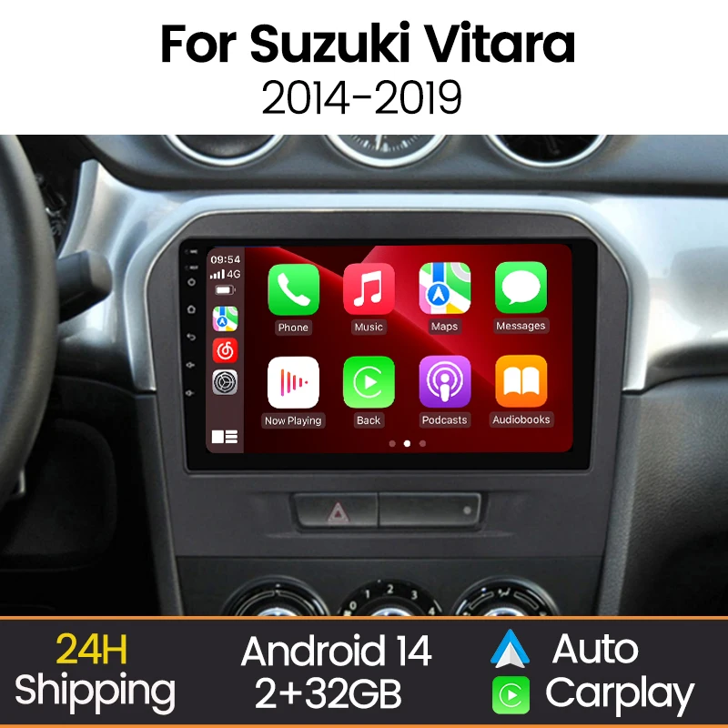 

MEKEDE 9'' Android 14 Wireless CarPlay Car Radio For Suzuki Vitara 2015 - 2019 Navigation GPS Multimedia Player 2 Din Stereo