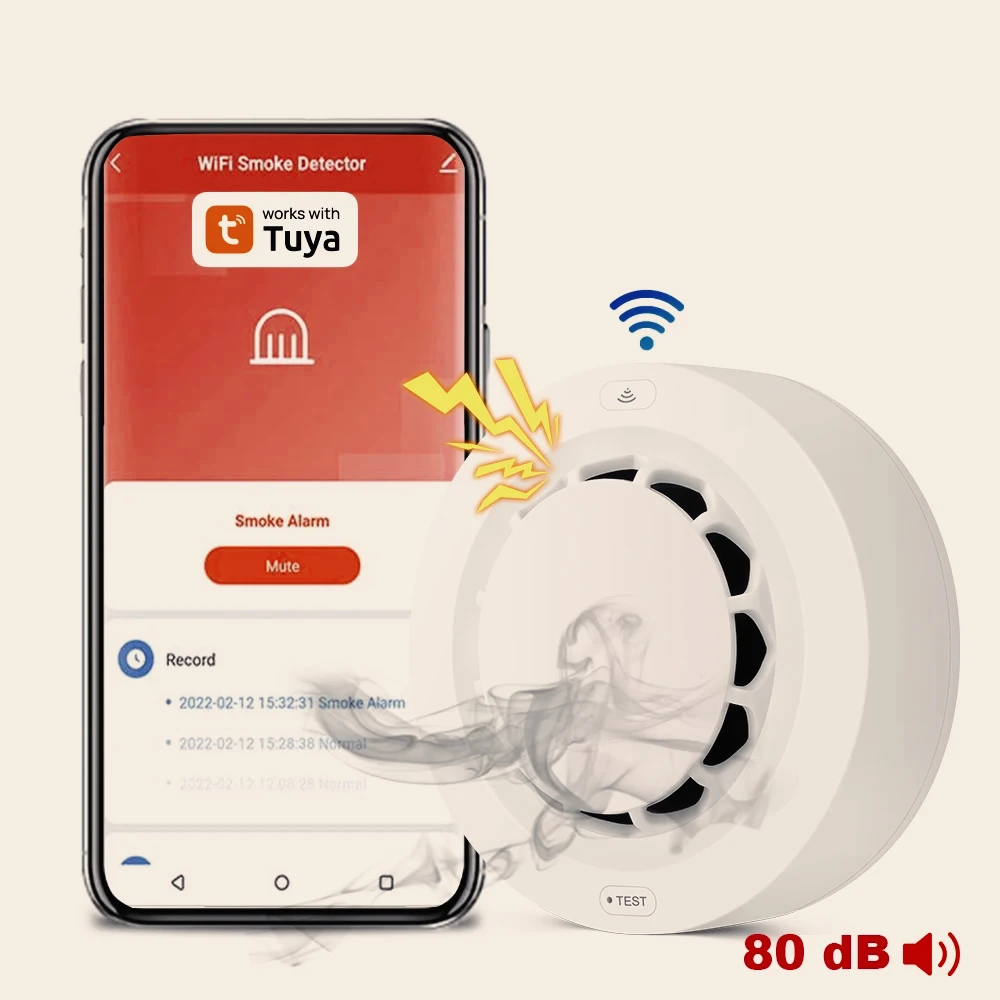 

ONENUO Tuya Wi-Fi детектор дыма фотоэлектрический датчик пожарная сигнализация домашняя кухня система безопасности работает с приложением Smart Life