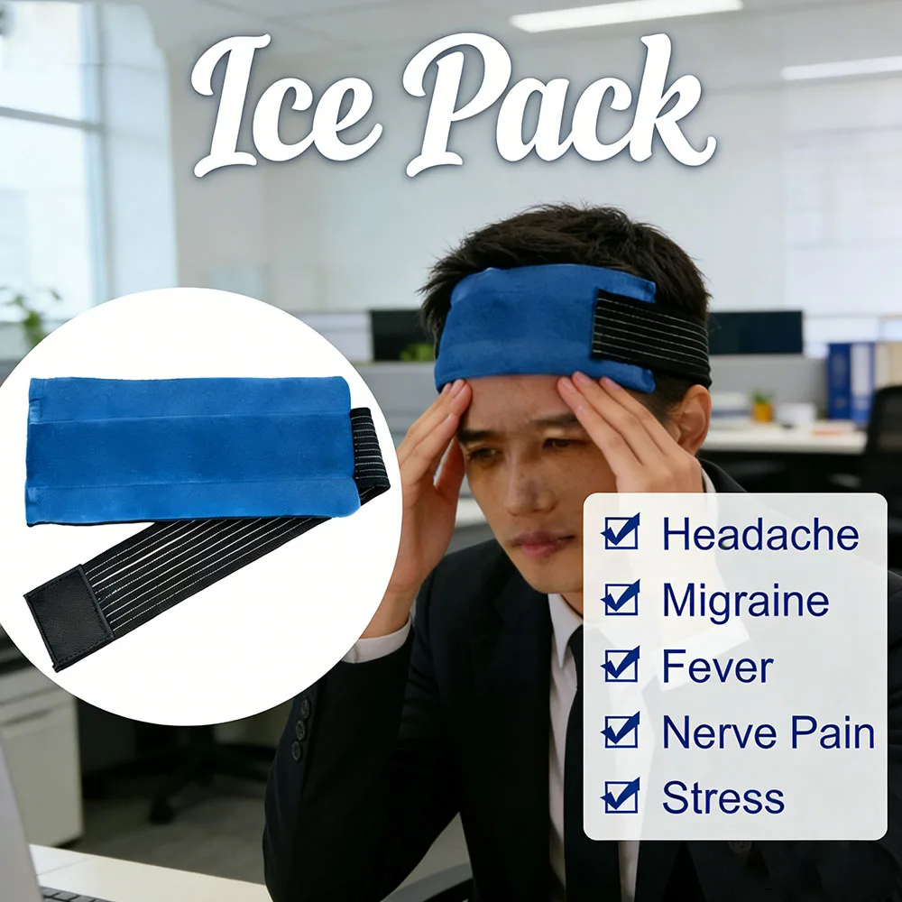 

Портативный охлаждающий пакет с эластичным ремнем, гелевые пакеты для холодной и горячей терапии при головной боли, лихорадке, спортивных травмах, для снятия боли, отеков, первой помощи