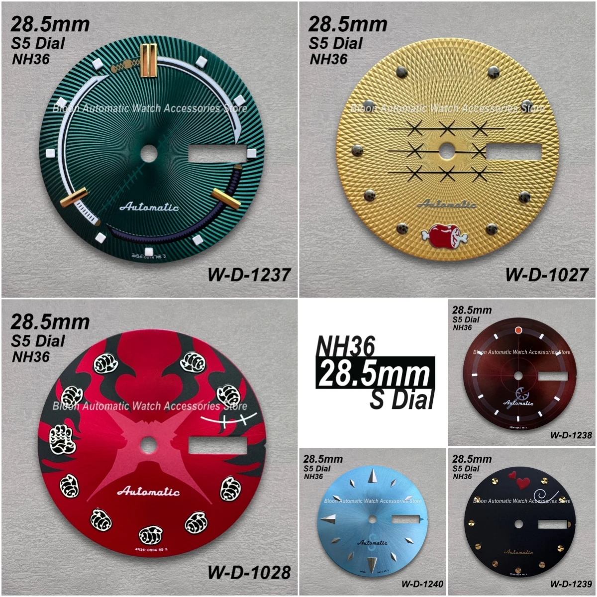 

28.5mm S5 Logo Dial Fit NH36/NH36A Japanese Movement High-Quality Straw Hat Double Calendar Watch Modification Accessories
