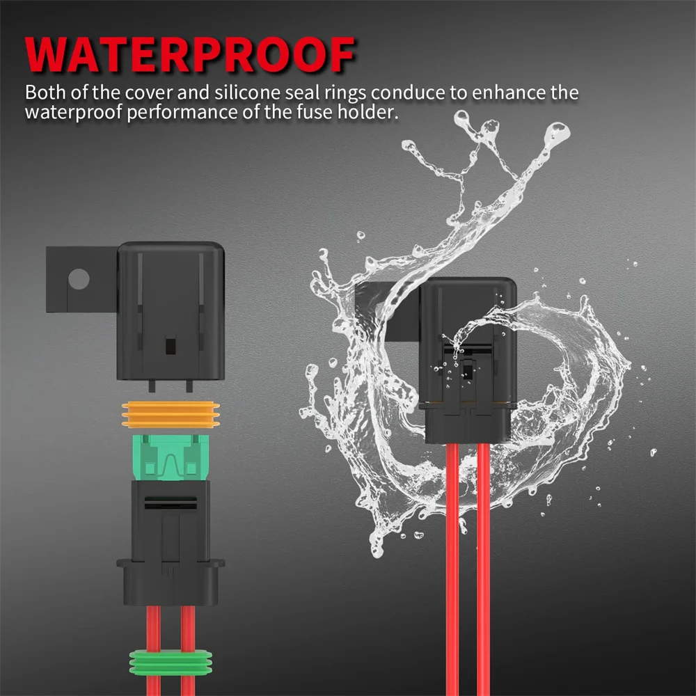 6 Stück Inline-Sicherungshalter 12V 12 AWG Wasserdichter ATC/ATO Flachsicherungshalter mit 20/30/40A Inline-Sicherung Hochleistungs-Inline-Sicherungshalter – Detail 5