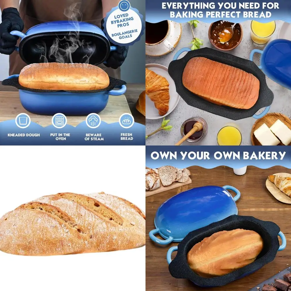 

Homemade Bread Dutch Oven - 2.5 Quart Cast Iron Bread Pan with Silicone Liner and Lid for Baking