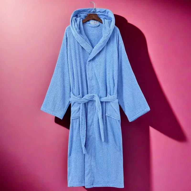 Women's Towel Fleece Hooded Nightgown, Flannel Robe, Warm Bathrobe, Long Sleeve Robes, Thick Pajamas, Homewear