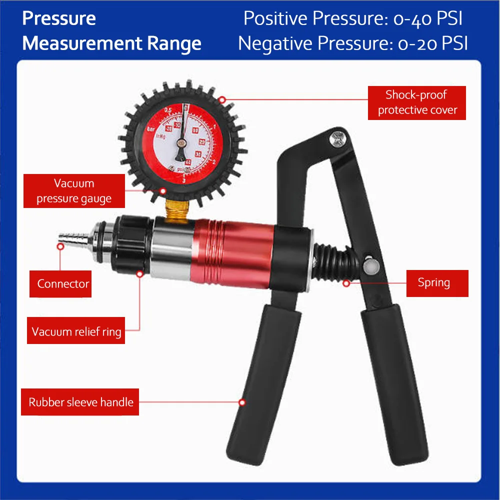 Bomba de vacío para coche, kit de purgado de frenos, extractor de líquidos manual, kit de herramientas para probar el cilindro maestro, purga de frenos y embrague con adaptadores