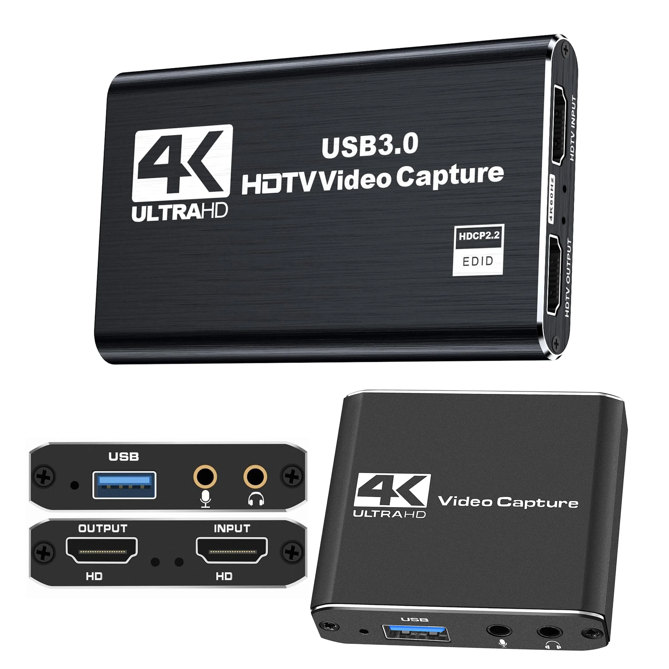1080P 60Hz Video Capture Card with Loop Out 4K HDMI-compatible to USB3.0 Recording for PS4 Switch PC Game Live Camera Streaming