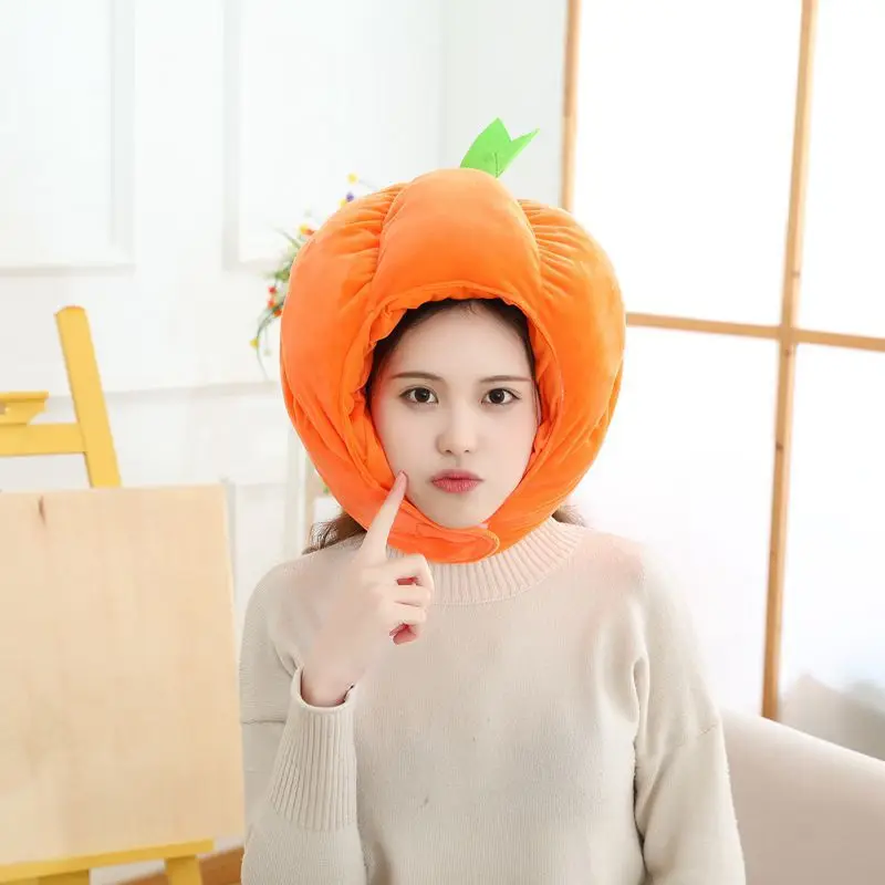 

Adorable Plush Pumpkin Beanie Hat and Scarf Set for Adults Fun Halloween Costume Accessories for Men and Women Festive Party