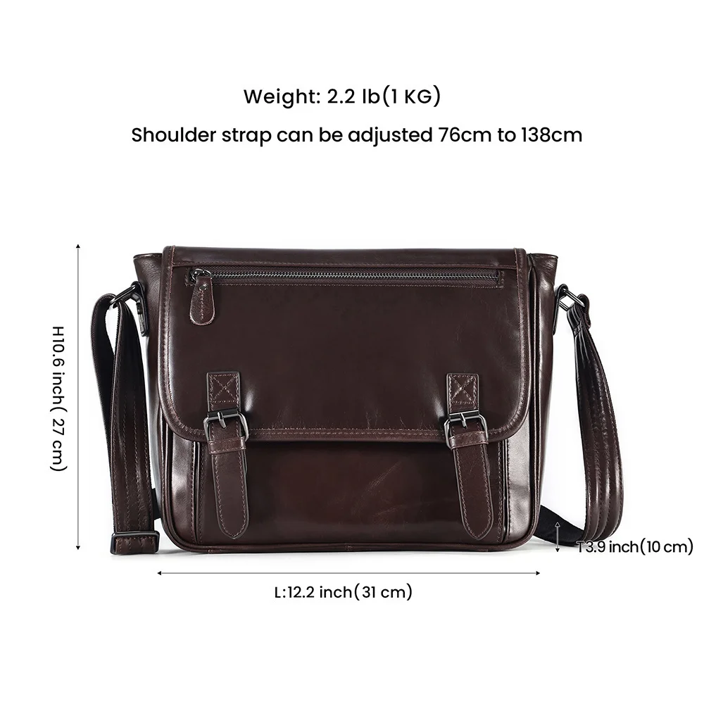 Echt leder Umhängetasche für Männer Klappe Schulter Arbeit Geschäfts reise Cross body 11 "Tablet Schulranzen Handtaschen