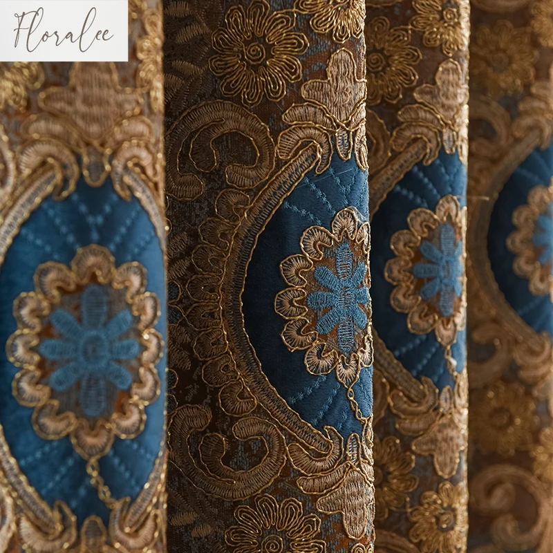 European Embroidered Blackout Curtains High-end Luxury Palace-Style Home Décor Elegant Fabric for Modern Living Room Bedroom