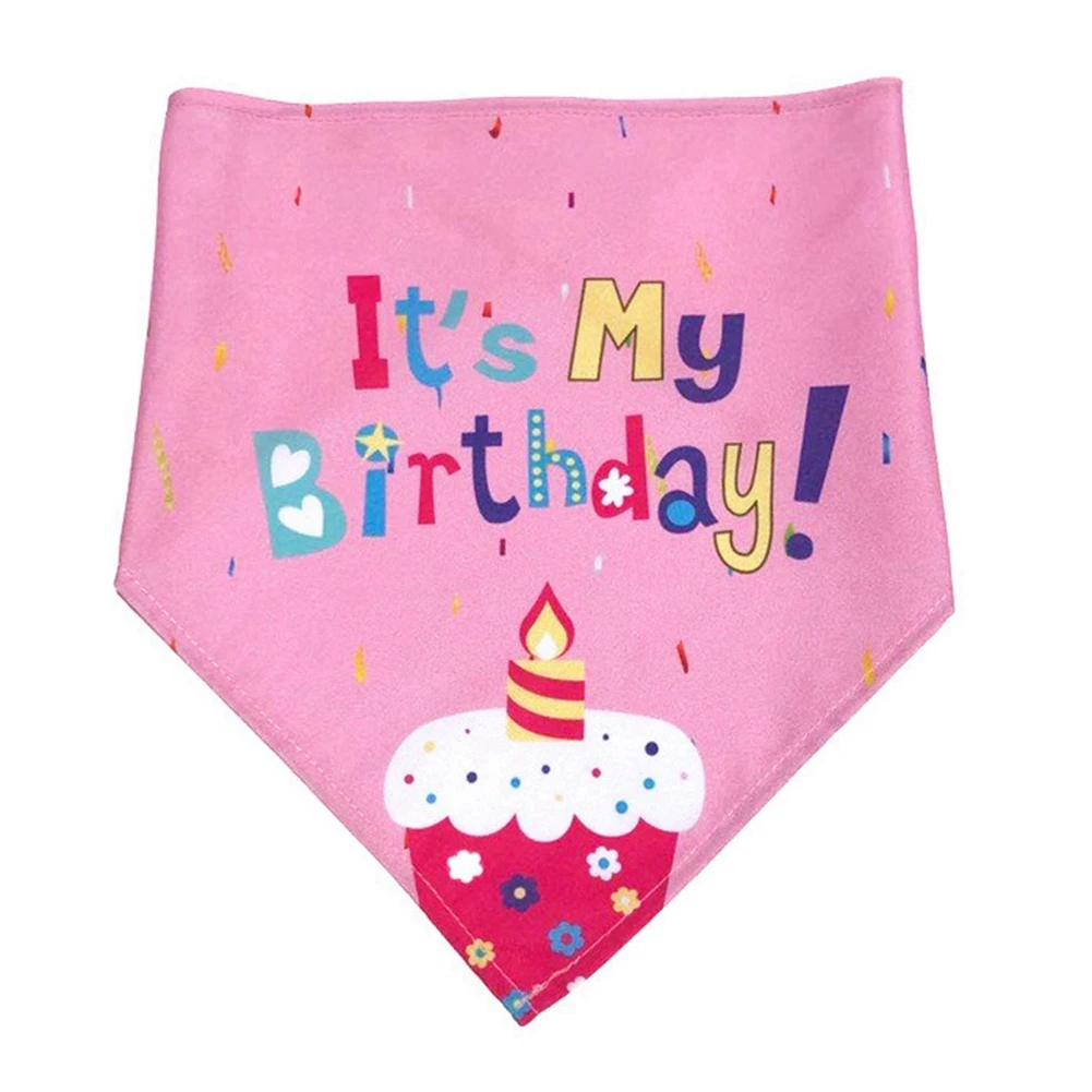 Happy Birthday Pet Dress-Up Doggy Party Hairball Hat Celebration Letter-Printed Puppy Supplies Tri-Chihuahua Drool Towel