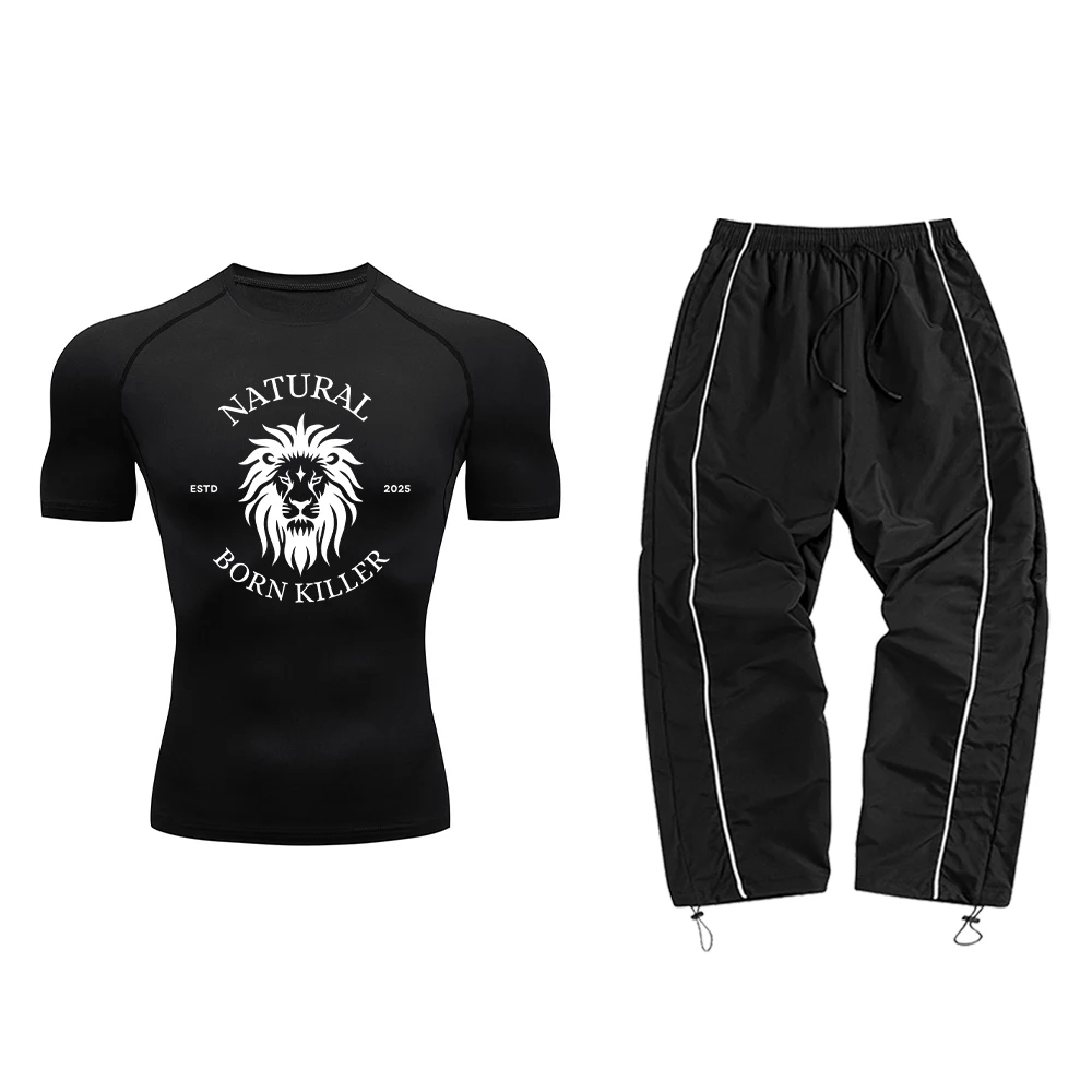 

Мужская рубашка с короткими рукавами и длинные брюки, комплект спортивной одежды из 2 предметов, быстросохнущий повседневный спортивный костюм, спортивная одежда на открытом воздухе