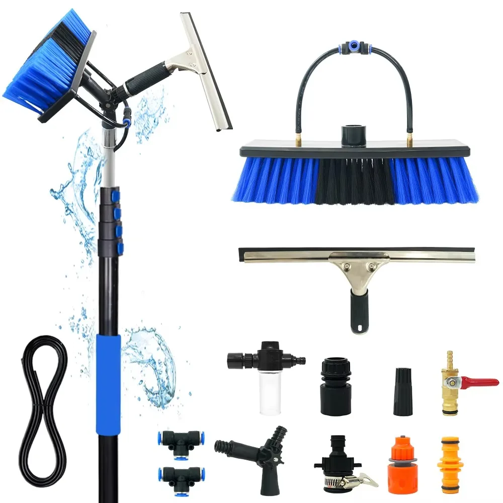 Heavy Duty Aluminum Water Fed Pole Brush for  Outdoor Window Solar Panel Cleaning
