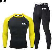 Kawasaki Winter Thermal Underwear Suit Men Fitness Clothing 2D Printing Warm Base Layer Sport Suit Compression Sportswear Sets