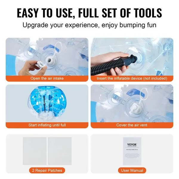 VEVOR Bola de parachoques inflable, 1 paquete, bolas de Sumo Zorb de cuerpo de 5 pies/1,5 M para adolescentes y adultos, burbuja de hámster humano de PVC de 0,8mm de espesor