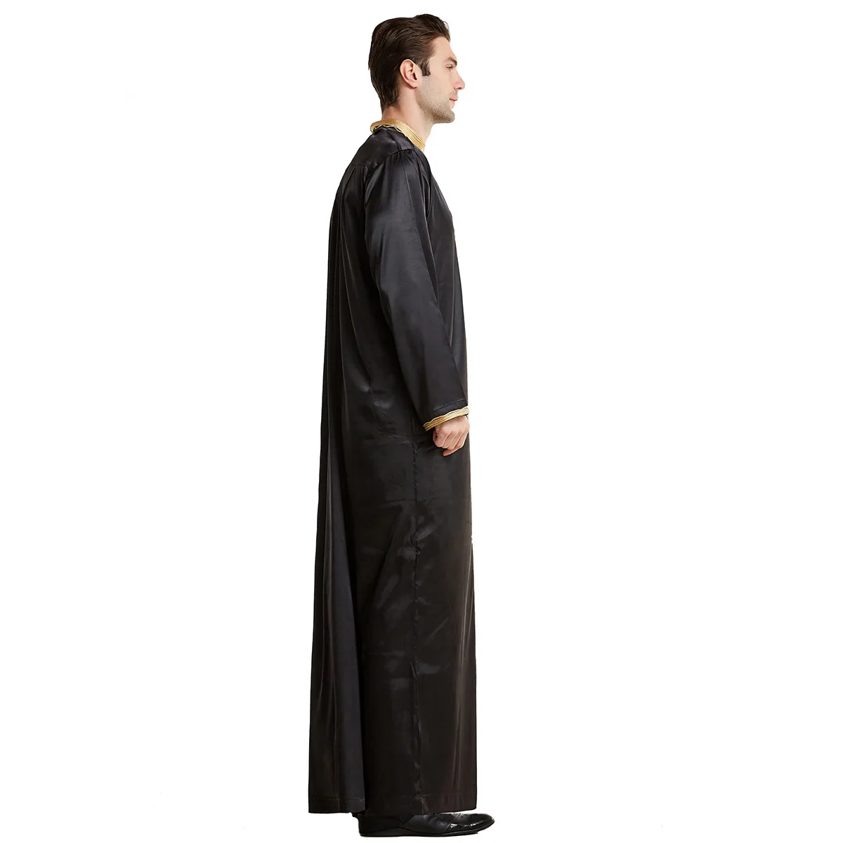 Vestido largo de cuello levantado para hombre, Túnica islámica de Ramadán, Abaya musulmana saudita, caftán, vestido árabe de Dubái, Eid, Jubba Thobe