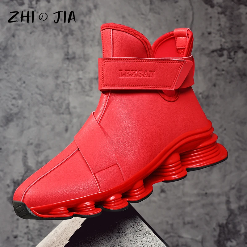 Popular Trend High Top Shoes Men's Fashionable Thick Soled Plus size Sneaker Autumn and Winter Leather casual Shoes 39-46