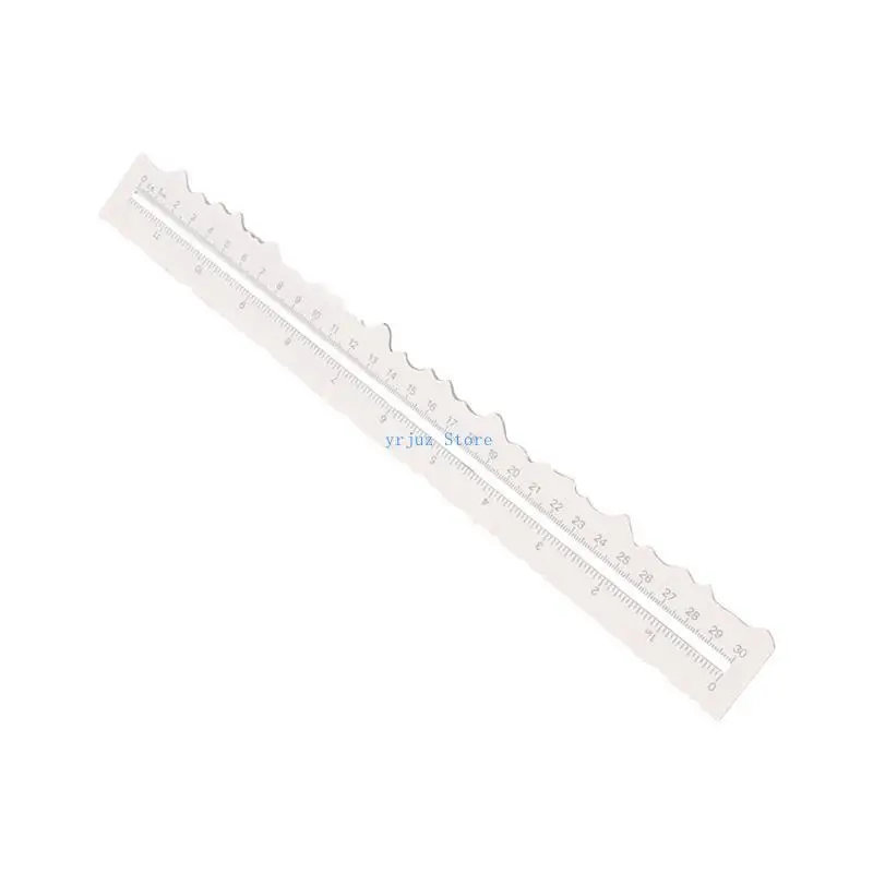 

583D Metal Craft Ruler Wavy Line Jagged Irregular Edges 12Inch Measuring Drawing Tool