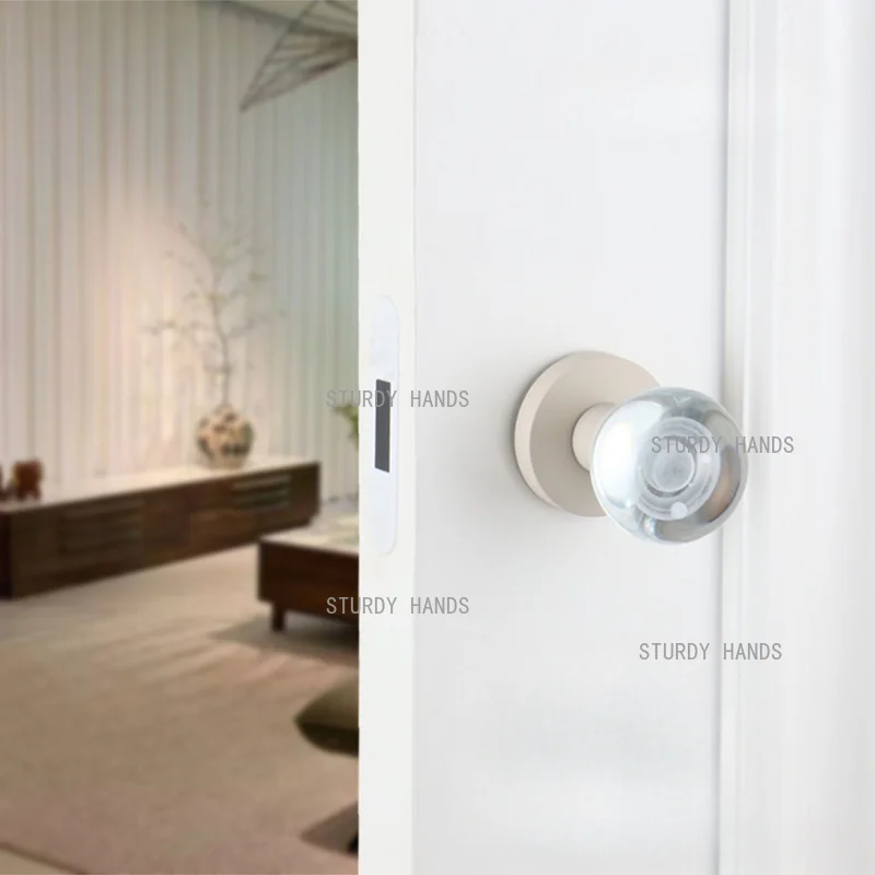 1 set of glass silent door lock crystal handle single-sided indoor bedroom background wall hidden door lock