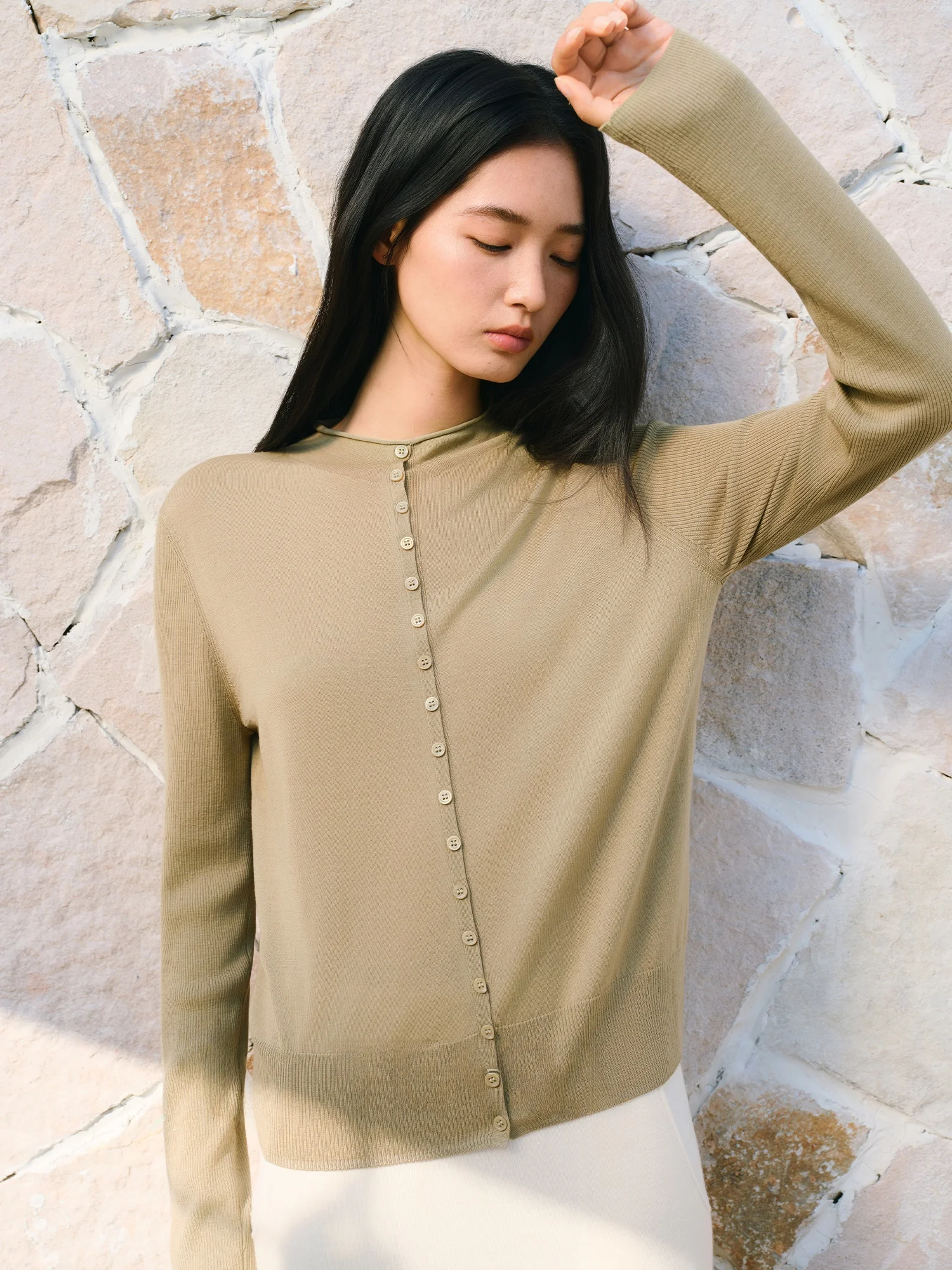 

TEASEL Slim Fit Woolen Knitted Sweater Button Casual Style Machine Washable And Dryable Soft Wool for Women