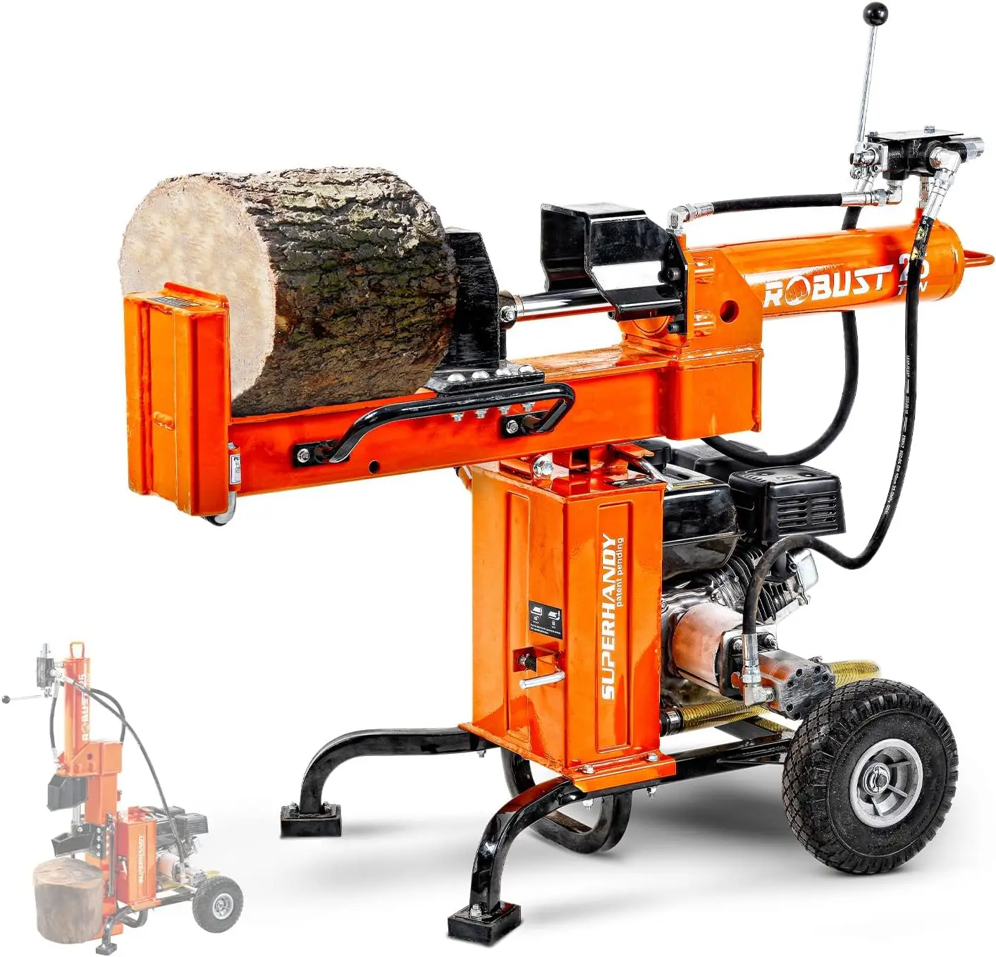 Portable 25 Ton Gas Log Splitter with 7HP Engine Bucher Gear Pump and Horizontal/Vertical Half Beam Steel Wedge for Firewood