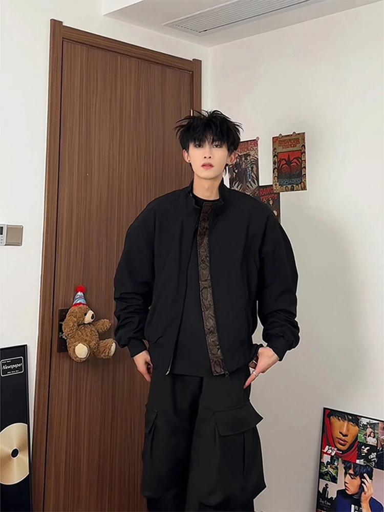 

Весенняя мужская куртка-пилот в стиле американского ретро, свободного кроя, с воротником-стойкой, молодежная, трендовая, из полиэстера, черная, в стиле самурая.