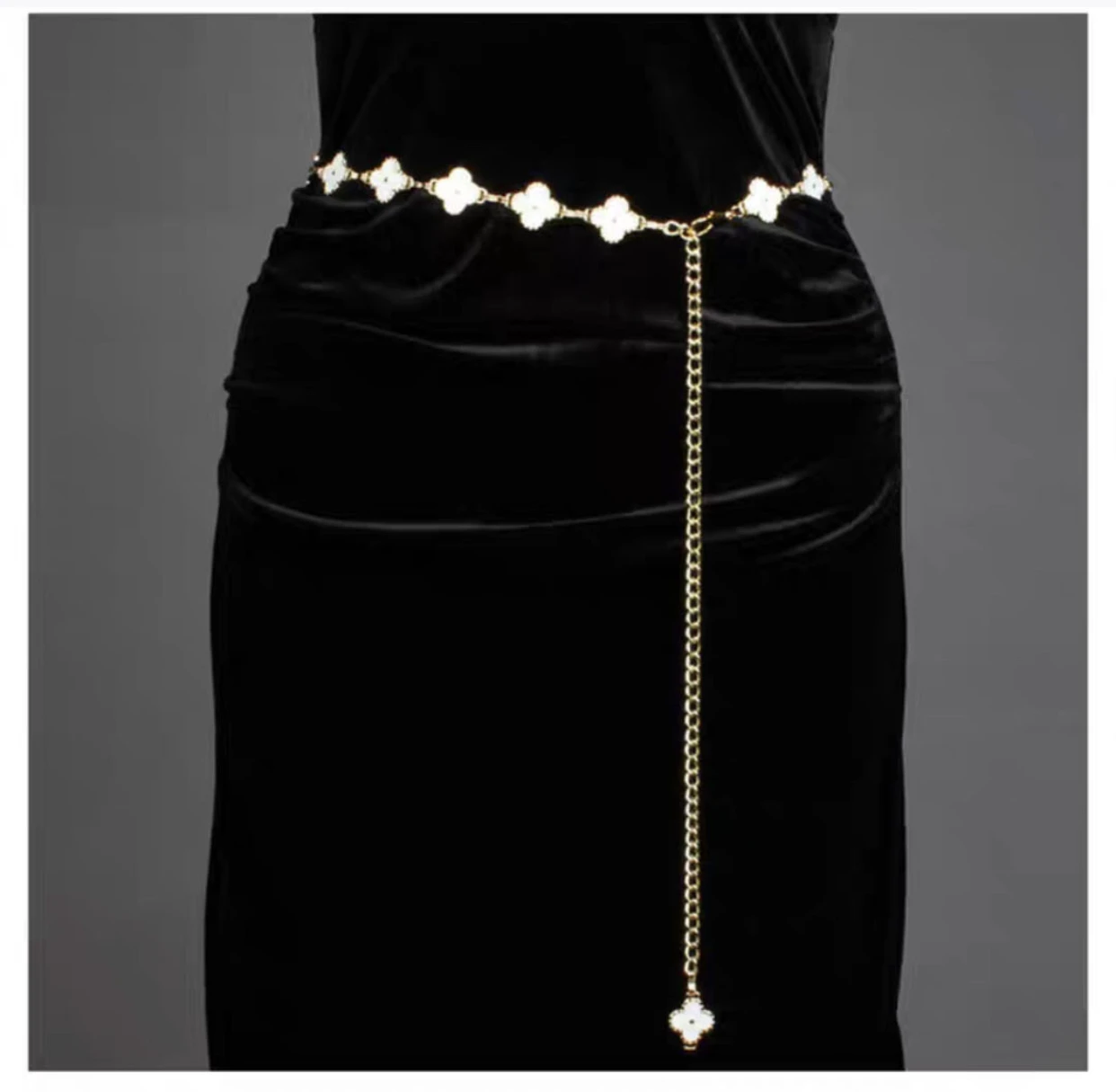 

AB side luxurious design sense metal waist chain accessory thin belt women's double-sided adjustable high-end sense fashion