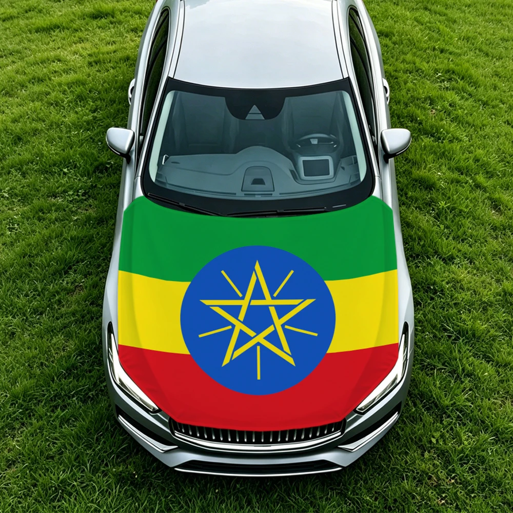 3.8x5.3ft Ethiopia Car Hood Cover Flag Swiss Confederation Car Bonnet Banner Elastic Fabrics Windproof