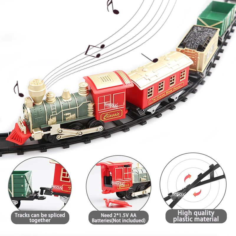 

Набор электропоездов B/O со светом и звуком, классические железнодорожные комплекты, локомотивные канаты и дорожки, рождественский поезд, игрушки, подарки